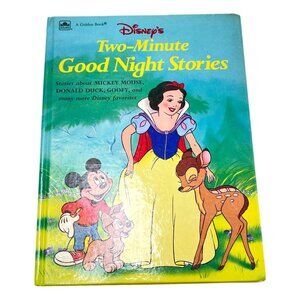 Disney Two Minute Goodnight Stories Golden Book HC PC 1988 First Ed USA